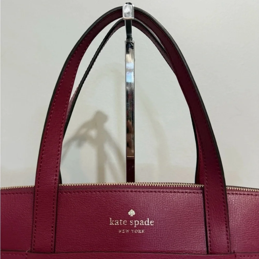 Kate Spade Patrice Satchel Crossbody Bag Deep Red Cranberry Leather - Picture 6 of 16
